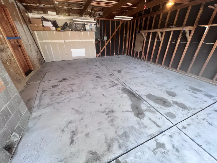 Chipotle common area with prepped wood floor for epoxy