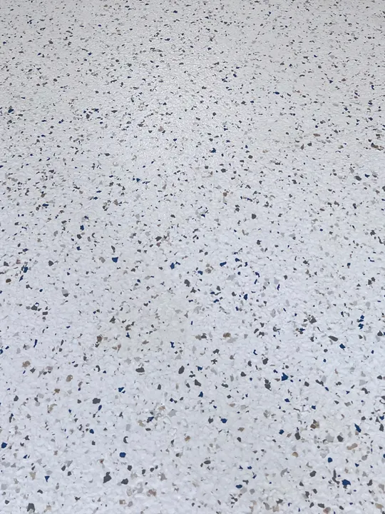 Installed simulated terrazzo flooring